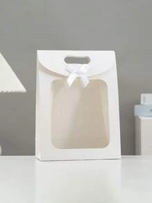 10/5 件装牛皮纸蝴蝶结礼品袋，透明窗口展示包装袋，带提手的竖款迷你礼品袋，棕色礼品袋，自粘纸袋，竖款礼品袋，糖果饼干包装袋，白色和棕色婚礼及圣诞派对袋，情人节礼品袋，礼品包装袋 - 多色 - 查看 10