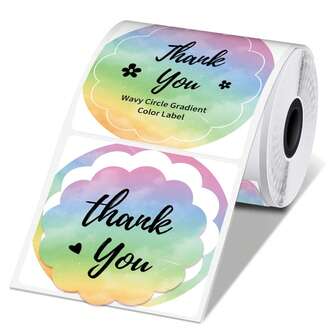 5.08cm Color Thermal Labels For Shipping Label Printers - Rainbow Color Stickers With "Thank You" Text, Ideal For Small Business Supplies, Shipping Labels|Rainbow Color Labels|Paper Labels, Shipping Labels, Thank You/Block Sticker, Free Gift Sticker, Thank You For Your Purchase Sticker, Thermal Printer Label, Thermal Label Sticker, M Label, Thermal Label Printer