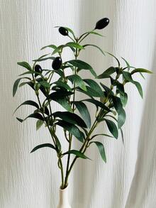 1pc/2pcs/3pcs Artificial 3-Prong Olive Branch, Classic Minimalist Design For Home Decor, Scene Setting, Wedding/Holiday/Birthday Party Floral Arrangement - Multicolor - View 6