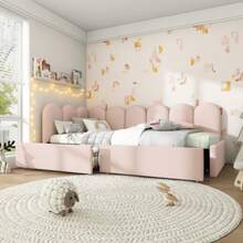 Polsterbett Einzelbett Mit Schubladen Stauraumbett Samt Daybett Tagesbett Schlafsofa 90x200cm Mit Lattenrost Jugendbett Und Erwachsene Kinderbett,Rosa(Ohne Matratze) - Pink - View 1