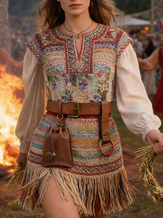 3 piezas Cinturón de estilo medieval vintage, Cinturón de cuero PU, Monedero, Broche de falda, Adecuado para Halloween, Renacimiento, Mercado vikingo, Accesorios de cosplay LARP