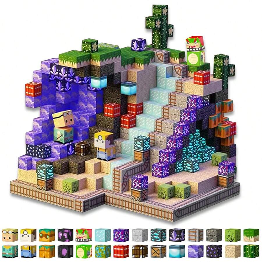 Magnetic Building Blocks, Magnetic Stacking Blocks, STEM Magnetic Tiles, Suitable For 3-10 Years Old Boys And Girls, Sensory Stacking Toys, Children's Birthday Gift