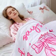 Activate Jit 1pc Pink Bow Christian Blanket, Bow Flannel Blanket, God Said I Am Bible Verse, Religious Women, Inspirational Jesus Prayer, Home Decoration Blanket - Grey - View 4