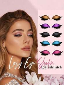 1/8 Pair Reusable Slouchy Eyeshadow & Eyelash Stickers, 3-In-1 Self-Adhesive, With False Lashes, Quick Eye Makeup Stickers, Best For Women Makeup, Festivals, Parties, Galas - Multicolor - View 2