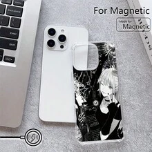 Coque de téléphone : Coque de téléphone populaire pour anime S-S, convenant aux 17 16e 16 15 14 13 12 11 Air Pro Max Mini XR XS X 7 8 Plus, protection des quatre coins, dos en TPU souple transparent et magnétique - Transparent - Voir 5