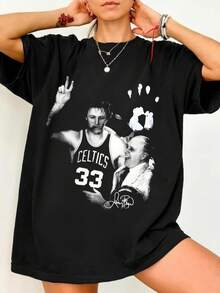 Larry Bird ComfortColors Tee _ Vintage Basketball T-Shirt _ Graphic Tee - Black - View 1