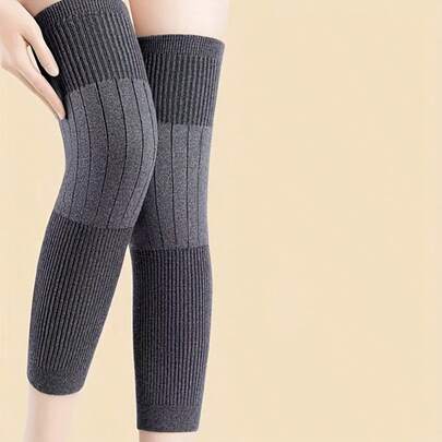 1 Set (Left + Right) Extra Long Knee Pads - Unisex, Thick, Non-Slip, Warm, Suitable For Elderly With Knee Discomfort, Autumn/Winter