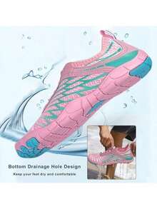 Unisex Quick-Dry Water Shoes, Breathable Mesh Barefoot Aqua Socks Non-Slip Outdoor Sneakers For Beach Swim Surf & River Hiking, Men & Women - 粉色 - 查看 5