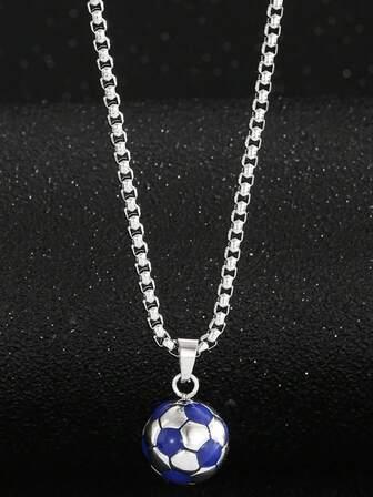 1pc Fashionable Soccer Football Pendant Necklace, Gift For Football Fans