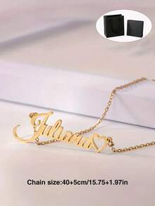 1PC A Variety Of Styles Optional Stainless Steel Heart Tag Personalized Name Necklace, Detachable Cuban Chain, Stylish Personalized Jewelry