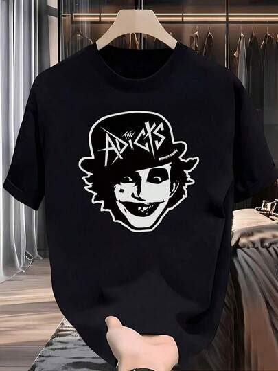Camiseta vintage de banda de heavy metal para hombres - Camiseta retro punk rock con gráfico de Addicts, camiseta de concierto en blanco y negro para fanáticos de la música, conciertos de verano, festivales - Top de poliéster lavable a máquina, camisetas de banda de rock, ropa de festival, ropa casual, estilo casual atrevido, ajuste cómodo, tela transpirable, camisetas ajustadas cómodas y amigables con la piel