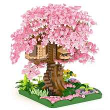 2008 Stücke Kirschblüten Baumhaus/Regenbogen Baumhaus DIY kreatives Bauklötze Set aus Mikropartikeln, Innenraum Dekoration, Schreibtisch Ornament, Geburtstags-/Halloween-/Weihnachtsgeschenk - Pink - Übersicht 14