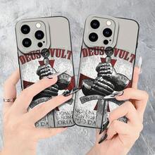 Un Cruzado Europeo - Caballero de Armadura Retro DEUS VULT - Patrón Duradero| Protección de cámara| A prueba de golpes y resistente a caídas| Antideslizante Mate| Lujo discreto, impresión UV adecuada para iPhone 16/15/14/13/12/11/XS/XR/X/7/8/Plus/Pro/Max - Funda suave de TPU negra, preferida para primavera y verano, regalo para uso personal, evento de Halloween,  de verano - Colores mezclados - Ver 9