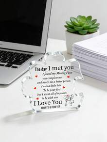 Romantic Acrylic Puzzle, "I Love You, I Will Love You Forever" Puzzle Plaque - Desktop Decor, Perfect For Valentine's Day, Anniversary Or Birthday Gift. Suitable For Gifting To Her, Him, Boyfriend, Girlfriend, Husband, Wife, Newlyweds, Groomsmen, Bridesmaids, Birthday Presents, For Him/Her.