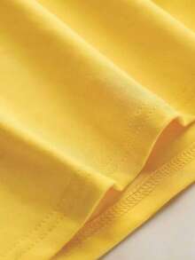 Áo thun cổ tròn mềm mại, thoải mái dành cho bé gái, in khẩu hiệu Ngày của Mẹ, thích hợp cho mùa hè. - Màu vàng - Xem 5