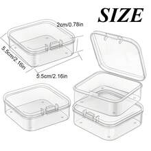 2/4/6pcs New Square Transparent Plastic Boxes, Small Items Stationery Jewelry Storage Boxes With Lid, Sealed Dustproof Plastic Containers - Clear - View 2