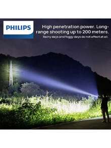 PHILIPS SFL1236 Flashlight: High-Density Waterproof Construction, Shockproof And Durable; 4 Lighting Modes With One-Button Control; Compact And Portable, Saving Space; Suitable For Everyday Outings And Outdoor Adventures; Black. - Black - View 4