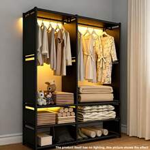 1pc 4-Tier Multifunctional Wardrobe - Dustproof Storage Rack With Hanging Rod, Easy Tool-Free Assembly, 66.93 Inches Tall, Suitable For Storing Shoes, Clothes, Bags And More, Space-Saving Design For Bedroom, Office, Dorm, Living Room