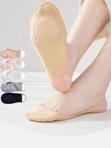 5双装女士透气短袜，夏季超短薄船袜，适合搭配高跟鞋，隐形袜 - 彩色 - 查看 3