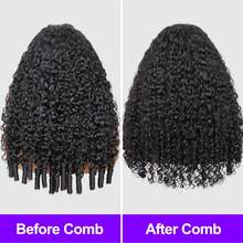 ZHENDEFA 三合一升级版半头假发，真人发丝，无需胶水，带抽绳，无缝夹式，翻转式缅甸卷发，无蕾丝，女士款 - SNatural - 查看 10