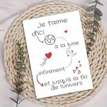 1 Thiệp Valentine kiểu Pháp "Thiệp tình yêu độc đáo - Nền trắng tinh khôi (Hình minh họa Trái đất và Mặt trăng), Thiệp tình yêu dịu dàng kèm phong bì, Bên trong để trống để viết lời nhắn cá nhân, Món quà lãng mạn hoàn hảo dành cho người yêu, Lý tưởng để bày tỏ tình cảm vô bờ bến, Thiệp duyên dáng kết hợp thiết kế tinh nghịch và sự ấm áp chân thành." - Nhiều màu - Xem 1
