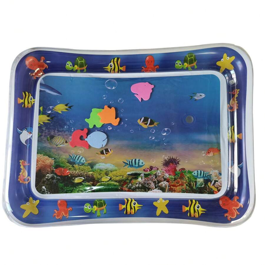 Colchoneta de agua para bebés, juguetes inflables para bebés, centro de juegos para actividades de desarrollo temprano divertido para recién nacidos. - Bebés peces tropicales chapoteando en una alfombra de agua - Ver 1