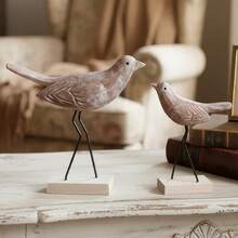 Figura de pájaro de madera, juego de 2 piezas, estatua de animal pequeño, decoración para el hogar, la sala de estar y la oficina, regalos de San Valentín, clásico y elegante,  de , alta tasa de recompra.