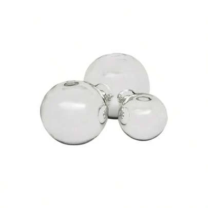 Set de Esferas Decorativas 3 Piezas Vidrio Soplado Pintado a Mano con Resina Diámetros 25 cm 20 cm y 15 cm Solo Uso Decorativo