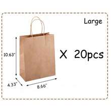 10/20个牛皮纸礼品袋，带提手，可包装成纪念品，适用于生日、婚礼、日常聚会、母亲节/毕业季等场合。牛皮纸礼品袋（棕色），可用作婚礼礼物、糖果袋、烘焙包装袋、烘焙手提袋。 - 彩色 - 查看 13