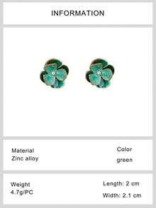 1pair Sweet And Sophisticated Blue Mori Style Flower Stud Earrings, Perfect For Vacation, Parties And Gatherings Valentines - Multicolor - View 16