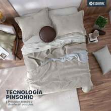 ESQUIMAL Edredón Ligero Reversible Pinsonic Velvet con Fundas de Almohada Colcha Doble Vista para Todo el Año (, )(Beige Individual) - Multicolor - Ver 5