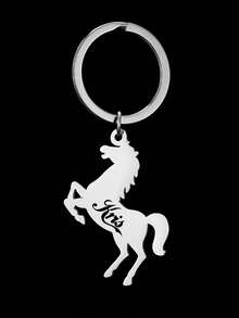 Customized Personalized Horse Keychain - With Letter Customization, Punk Style, Perfect Birthday Gift For Him, Unique Gift, Fashionable & Fun Keychain - Multicolor - View 1