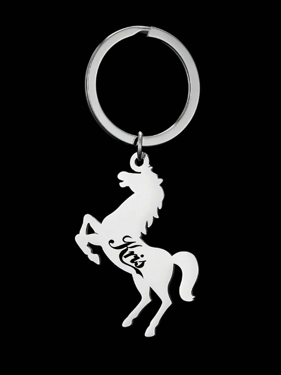 Customized Personalized Horse Keychain - With Letter Customization, Punk Style, Perfect Birthday Gift For Him, Unique Gift, Fashionable & Fun Keychain - Multicolor - View 1