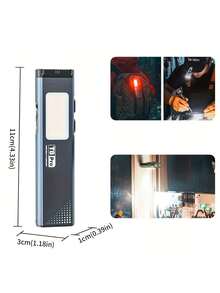 Rechargeable 1000mAh LED Keychain Flashlight, USB-C Mini Portable Light, With 7 Modes Of Side Lights, Magnetic Base, Buzzer Alarm And Clip Design, Suitable For Cars, Toolboxes, Wallets And Backpacks - Silver Gray - Silver-gray - View 3