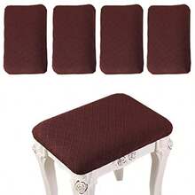 Juego de 4 fundas elásticas rectangulares para taburetes de bar elásticas jacquard fundas para asientos de silla fundas de asiento para bancos de madera lavables café - Café - Ver 1