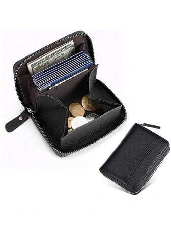 Women's Short Wallet, RFID Blocking Zipper Wallet, Fashion PU Leather Wallet, Large Capacity Coin Purse, Mini Wallet, RFID Wallet, Card Holder Wallet