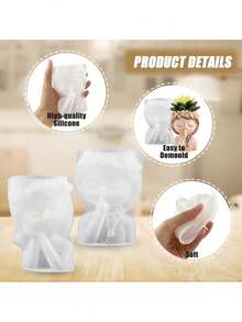 1件装，树脂浇铸模具，女孩造型花盆硅胶模具，粘土模具，石膏花盆/烛台模具，混凝土花盆模具（用于制作盆栽植物），DIY树脂浇铸模具，环氧树脂花盆模具，手工水泥笔筒模具