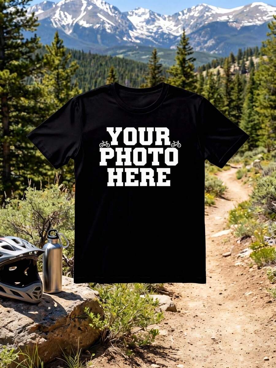 Custom Double Sided Personalized TShirt - 100% Cotton Non-See-Through, Upload Photo/Design For Gift & Outdoor Wear - Black Front - View 1