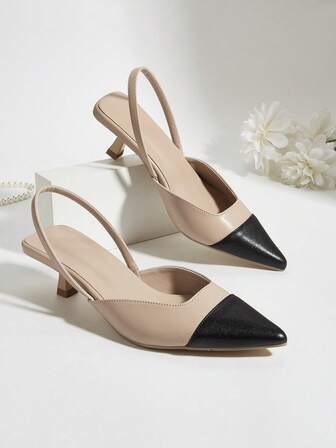 Nya enkla lapptäcksskor med kattungehäl, eleganta höga klackar med spetsiga tår, trendiga höga klackar med öppen tå och fotledsrem