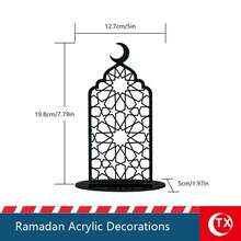1pc Transparent Acrylic Desktop Decor With Star & Crescent Pattern, Featuring Arabic Calligraphy Hollow-Out Design, Ramadan Home Decoration, Perfect For Ramadan Family Gatherings, Festivals, Islamic Cultural Events, Gifts For Friends, Family, Arabic Culture Enthusiasts, Mosque Decor