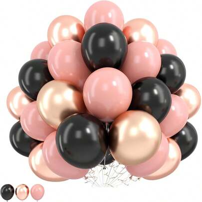 21/36pcs 10-Inch Romantic Pink, Champagne Gold, Matte Black Latex Balloons Set, Suitable For Birthday Party, Baby Shower, Wedding, Theme Party, Gender Reveal, Cocktail Party, Anniversary, Holiday Celebration, Outdoor Decoration
