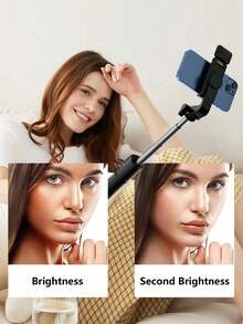 Selfie Stick Tripod With LED Light, Bluetooth Remote Phone Stand For Live Streaming, Vlog, Photography, Travel Compatible With IPhone Android - Black - View 2