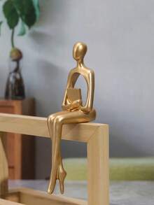 Figura decorativa de resina minimalista moderna de una persona sentada, decoración de habitación, decoraciones navideñas, decoración de dormitorio - Dorado - Ver 7