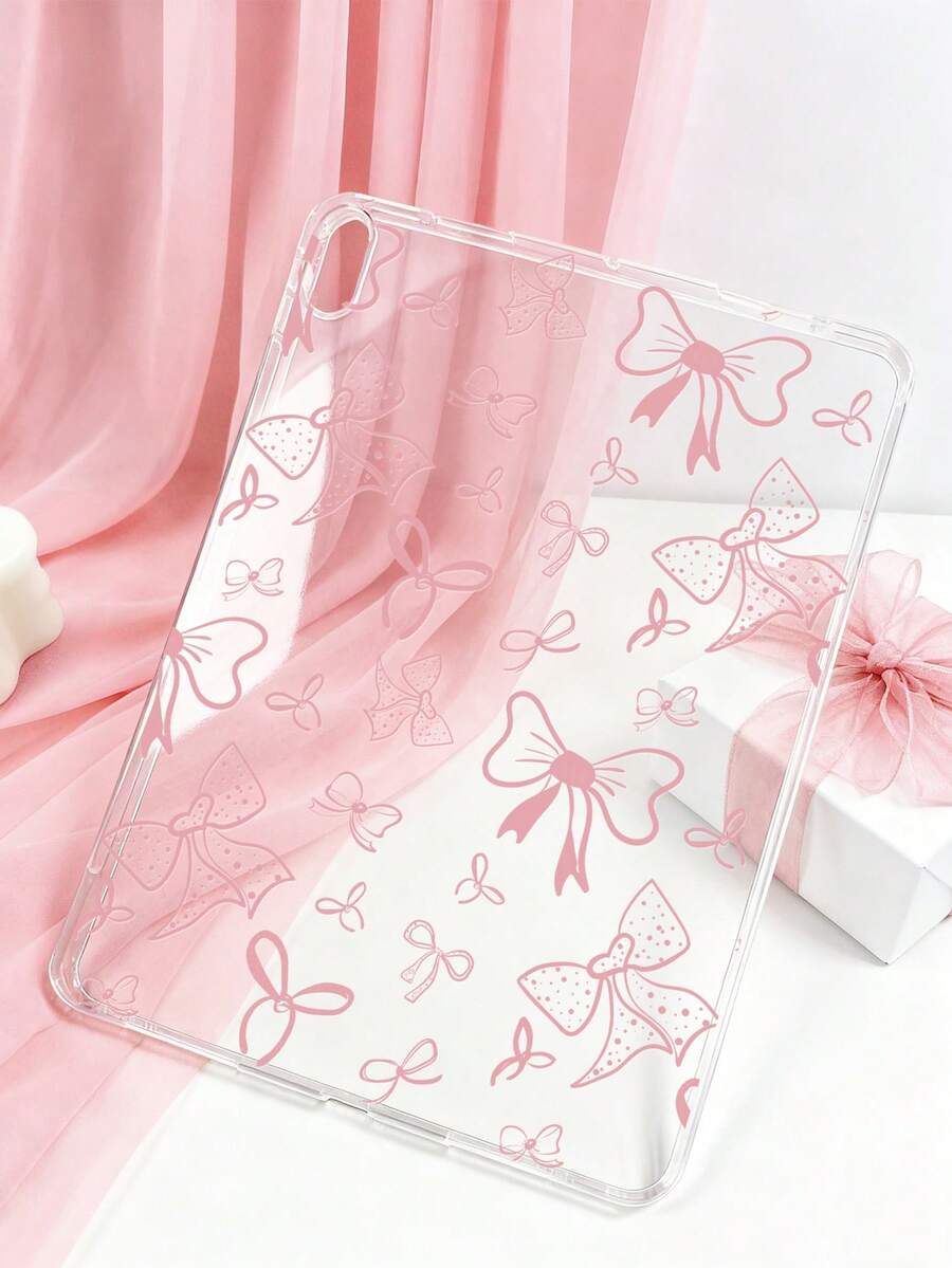 1个透明扁平保护壳，带线条蝴蝶结彩色图案，轻薄超薄软壳，简约/个性化/可爱TPU扁平平板电脑保护壳，透明保护壳，无笔槽，适用于iPad Mini 1/2/3/Mini 4/Mini 5/Mini 6/Mini 7/9.7/10.2/10.5/10.9/11英寸/第十代/Air 11英寸(M2)-2024/Pro 11英寸(M4)-2024/Air 11英寸(M3) 2025/(A16) 11英寸第十一代2025，Apple A7/A8型号 - 彩色 - 查看 1