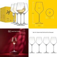 JoyJolt Layla - Juego de 4 copas de vino blanco, 13 onzas transparentes, fabricadas en Europa(Copas de vino blanco) - Multicolor - Ver 1