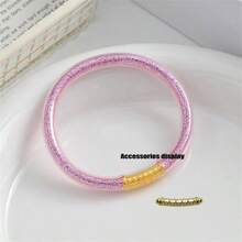 1 Stück Regenbogen Glitzer Armreif für Frauen, mehrfarbig glänzendes stapelbares Armband, modischer süßer Schmuckzubehör für Frauen - Feines Pulver einfüllen - Übersicht 16