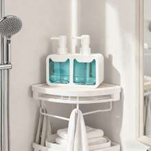 2件套皂液器套装，包含洗手液和洗洁精、海绵架和刷架，四合一双头皂液器套装，双头手动按压式液体储存盒带排水功能，适用于浴室、厨房，1/2件 - 彩色 - 查看 7