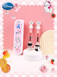 Disney 迪士尼官方授权玛丽猫3件套不锈钢便携餐具，包含勺子和叉子，可爱卡通设计，便携餐具，多功能且耐用，优雅美观，是送给粉丝、朋友、家人、野餐、午餐盒或办公室的完美圣诞节/万圣节礼物。 - 粉色 - 查看 6