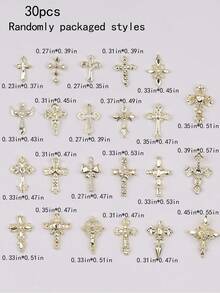 20/30/50件金屬龐克十字架美甲裝飾品－復古風DIY配件，適合女性與女孩的美甲指甲美甲用品美甲飾品 - 銀色 - 查看 10