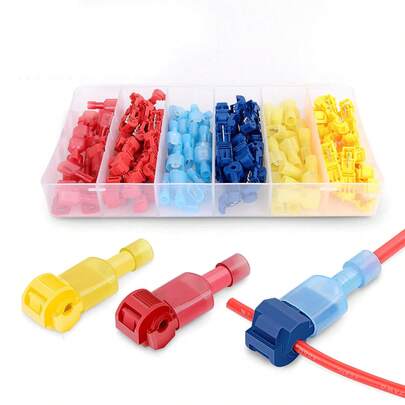 50004R 120 Pcs/60 Pairs Quick Splice Wire Terminals T-Tap Self-Stripping With Nylon Fully Insulated Male Quick Disconnects Kit, 2 Years Warranty